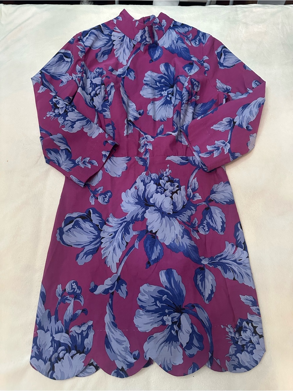 Anthropologie Maeve Purple Blue scalloped Floral Dress 38812 - Picture 2 of 9